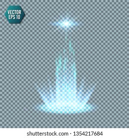 Magic fantasy portal. Futuristic teleport. Light effect. Blue rays of a night scene with sparks on a transparent background. Vector