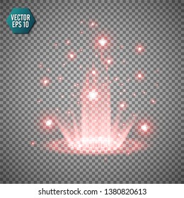 Magic fantasy portal. Futuristic teleport. Light effect. Blue candles rays of a night scene with sparks on a transparent background. Empty light effect of the podium. Disco club dancefloor. Vector