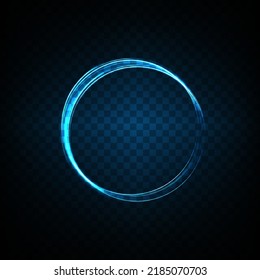 Magic fantasy portal. Futuristic teleport. light effect. Blue candles beams of a night scene with sparks on a transparent background. Empty podium light effect. Dance floor in a disco club. Vector
