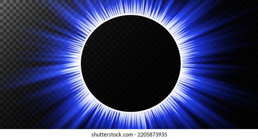 Magic fantasy portal. Futuristic teleport. light effect. Blue candles beams of a night scene with sparks on a transparent background. Empty podium light effect. Dance floor in a disco club. Vector
