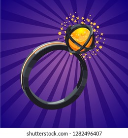 Magic fantasy ring. Video game assets. Design concept. Cartoon vector illustration.