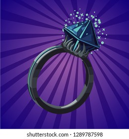 Magic fantasy ring. Video game assets. Design concept. Cartoon vector illustration.