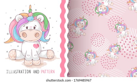 Magic fantasy unicorn - seamless pattern