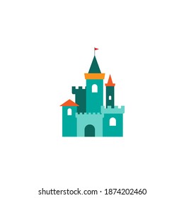 Magic farirytale Castle. cartoon icon. Tower, fortress. fairy tale, magic, fantasy logo. Holiday. Vector illustrarion isolated on white