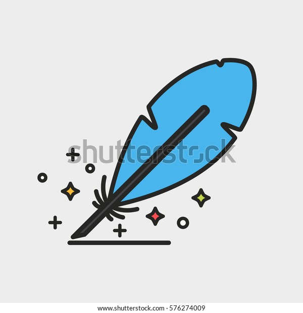 Magic Feather Black Line Vector Stars Stock Vector (Royalty Free ...