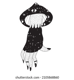 Magic female hand fly agaric mushroom eyes
