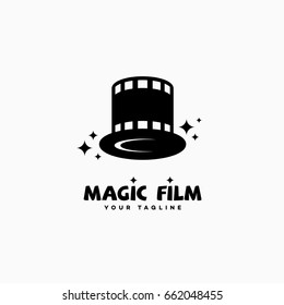 Magic film logo template design. Vector illustration.