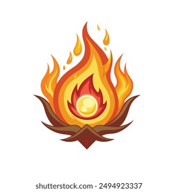 a magic fire flame , white background