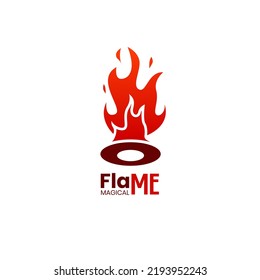 Identidad del logotipo de Magic Fire Hat. Logo de la llama de los coches Identidad del logotipo de Monograma sencillo y plano. Resumen Vector del logotipo de Fire