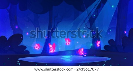 Similar – Image, Stock Photo Lake Nature Landscape. Night Starry Sky Milky Way Galaxy With Glowing Stars And Moon. Nature Night Sky Reflection In Water. Colorful Sky In Blue And Purple Colors