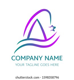 Magic Firework Conceptual Logo with Glowing Gradient Color