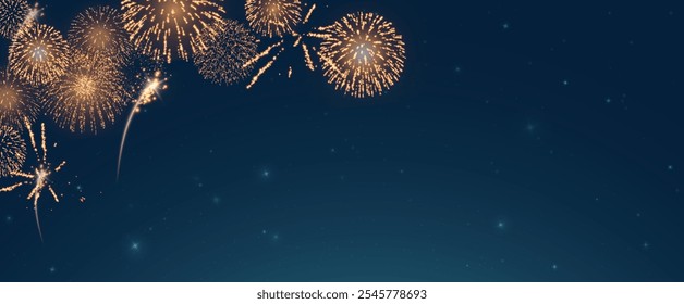 Fogos de artifício mágicos no céu noturno, fundo de Natal para design de férias, cartaz, cartão postal em um fundo transparente, png. Luzes de férias.