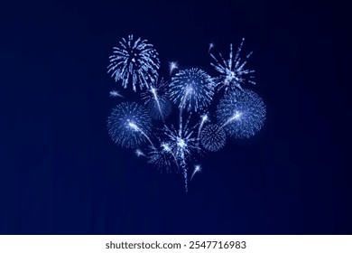 Fogos de artifício mágicos no céu noturno, fundo de Natal para design de férias, cartaz, cartão postal em um fundo transparente, png. Luzes de férias.