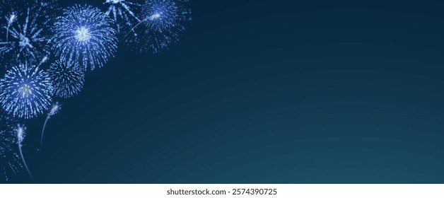 Magic fireworks in the night sky, Christmas background for holiday design, poster, postcard on a transparent background, png. Holiday lights.