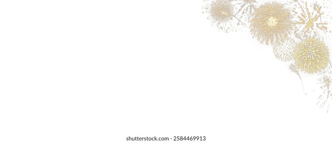 Magic fireworks in the night sky, Christmas background for holiday design, poster, postcard on a transparent background, png. Holiday lights.