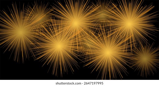 Magic fireworks in the night sky, Christmas background for holiday design, poster, postcard on a transparent background, png. Holiday lights.