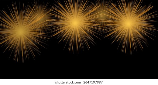 Magic fireworks in the night sky, Christmas background for holiday design, poster, postcard on a transparent background, png. Holiday lights.