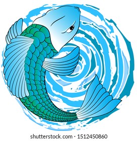 
magic fish on a blue background vector illustration. t-shirtart. t-shirtdesign.
