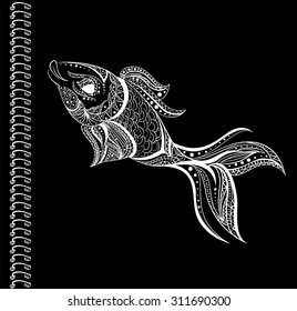 magic fish vector Ethnic otrnaments and patterns , cover notepad , notebook, or print