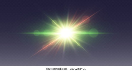 Magic flash of light illumination. Explosion of a bright star.