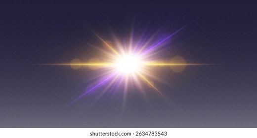 Magic flash of light illumination. Explosion of a bright star.