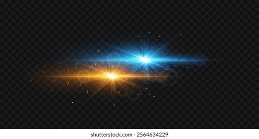 Magic flash of star and light. An explosion of bright rays. Vector illustration EPS10