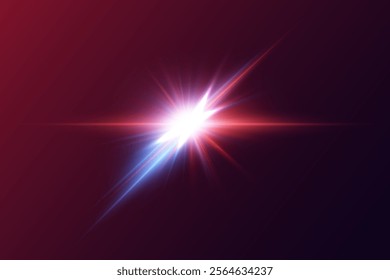 Magic flash of star and light. An explosion of bright rays. Vector illustration EPS10