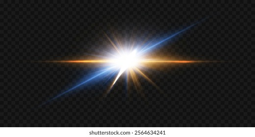 Magic flash of star and light. An explosion of bright rays. Vector illustration EPS10