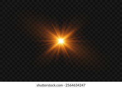 Magic flash of star and light. An explosion of bright rays. Vector illustration EPS10