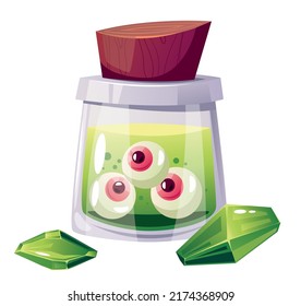 Magic flask with eyeballs and poison concept. Vector design element cartoon illustration