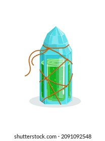 Magic flask Witchcraft glass potion bottle with elixir Vector Game icon Design. Potion vial cartoon Isolated illustration, chemistry element 