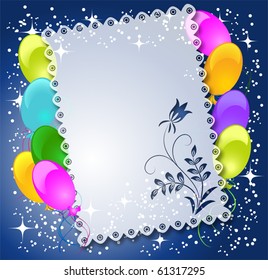 Magic floral background with balloons and a place for text or photo.