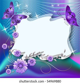 Magic floral background with butterflies and a place for text or photo