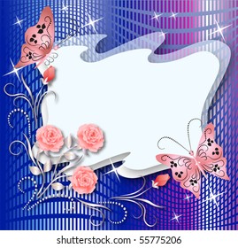 Magic floral background with butterflies and a place for text or photo