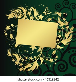 Magic floral background with golden curles.