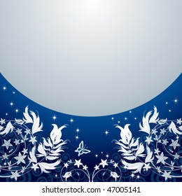 Magic floral background with silver curles.