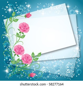 Magic floral background with stars and a place for text or photo.