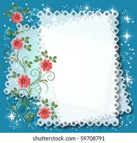 Magic floral background with stars and a place for text or photo. eps10 vector
