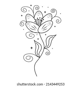 Magic flower. Bohemian hand drawn flower. Vector illustration.