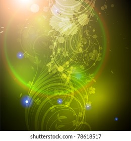 Magic flower vector for summer design. With sun shine. Eps 10.