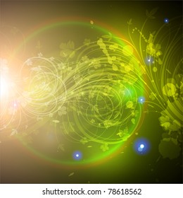 Magic flower vector for summer design. With sun shine. Eps 10.