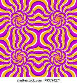 Magic flowers. Spin illusion. Seamless pattern.