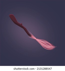 Magic flying broom illustration for computer games