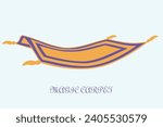 Magic flying carpet design modern vector isolated illustration