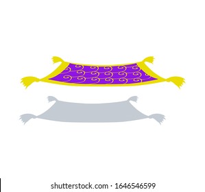 Magic flying carpet on a white background. Cartoon. Vector illustration.