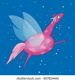 Magic flying pink horse.