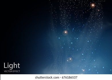 Magic Fog and Flashes, Shining Stars and Clouds. Vector illustration