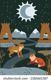 Magic forest christmas cute animals
