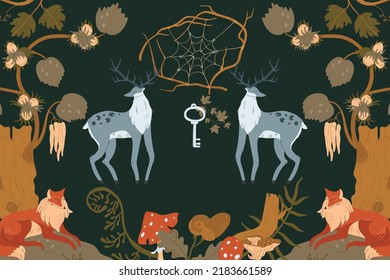 Magic forest christmas cute animals