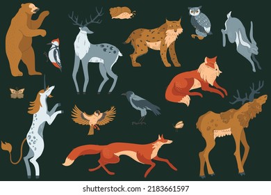 Magic forest christmas cute animals